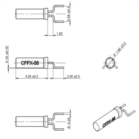 LFXTAL025159REEL石英晶體,CFPX-56兩腳插件晶振,