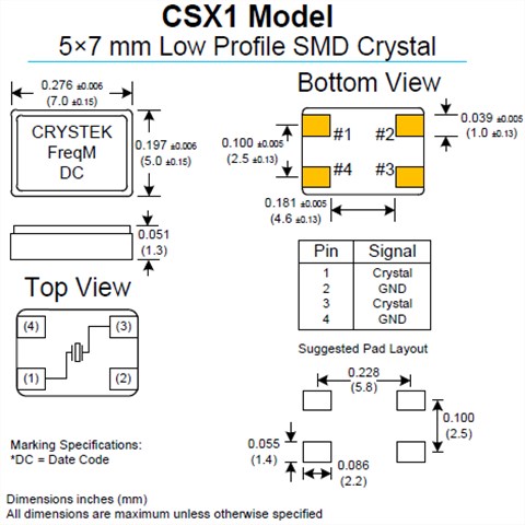 Crystek晶振,貼片晶振,CSX1晶振