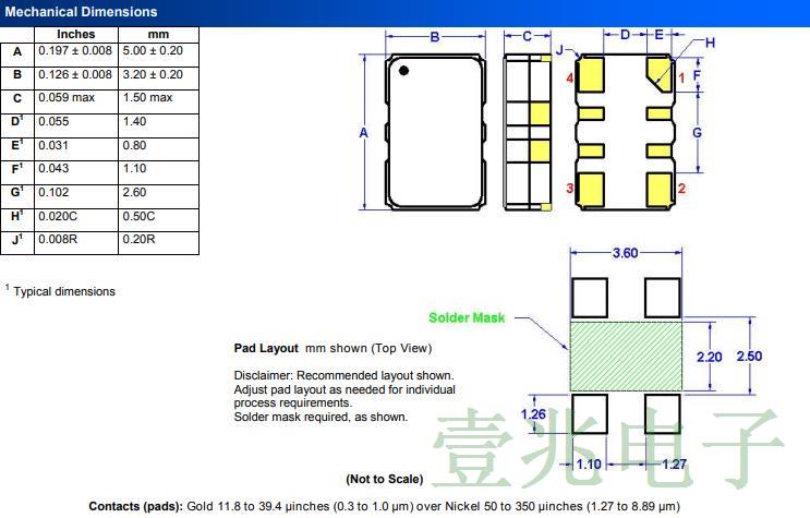 普銳特THD4型5032溫補(bǔ)晶振最新參數(shù)一覽